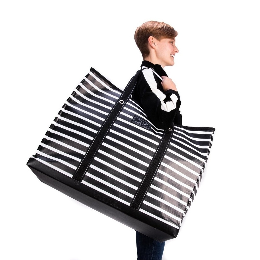 Scout -Original Deano Large Utility Tote Bag Black White Stripe Water Resistant